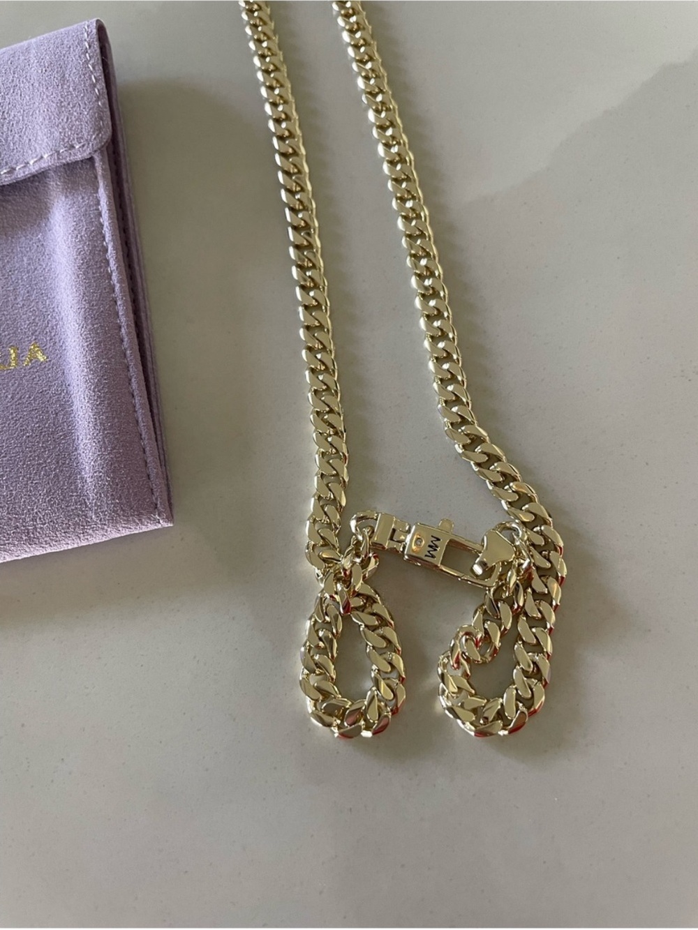 NWT Melinda Maria Gold “Julian Pavé Lock Necklace 5mm” - Picture 5 of 7